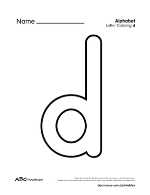 Free Lower Case Letter d Worksheet from ABCmouse.com. 