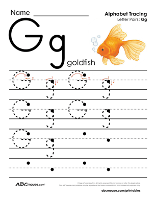 G is for goldfish free printable coloring page from ABCmouse.com. 