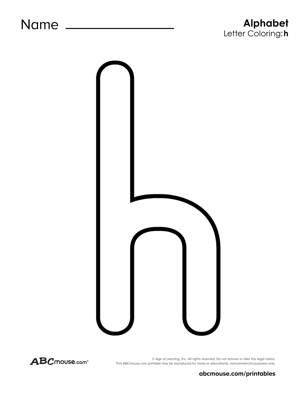 Free printable lower case letter H printable worksheet for kids from ABCmouse.com. 