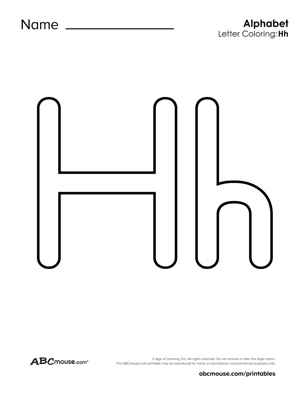 Free printable upper and lower case letter H printable worksheet for kids from ABCmouse.com. 