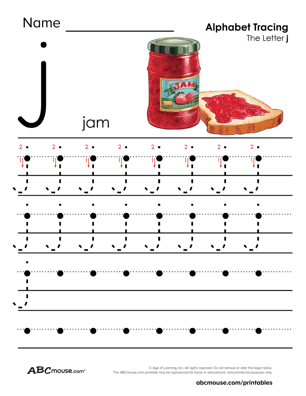 J is for jam free printable worksheet from ABCmouse.com. 