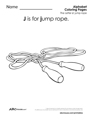J is for jump rope free printable coloring page from ABCmouse.com. 