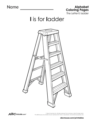L is for ladder free printable coloring page from ABCmouse.com. 