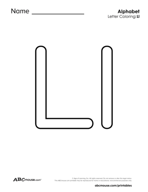 Upper and lower case letter L free printable coloring sheet from ABCmouse.com. 