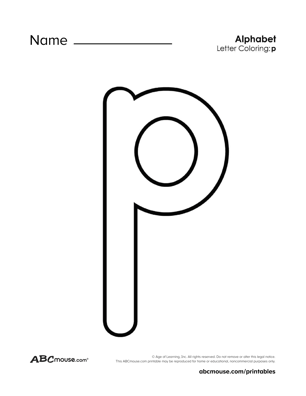 Free lower case letter p printable worksheet from ABCmouse.com. 