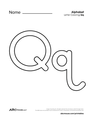 Free printable upper and lower case letter q coloring sheet from ABCmouse.com. 