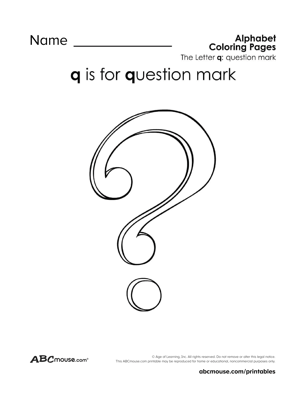 Q is for question mark free printable letter q coloring page from ABCmouse.com. 
