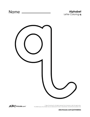 Free printable lower case letter q coloring sheet from ABCmouse.com. 