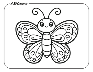 Cute butterfly. Free printable coloring page from ABCmouse.com. 