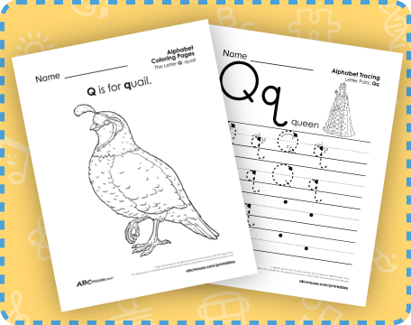 Free printable letter Q tracing and coloring worksheets from ABCmouse.com. 