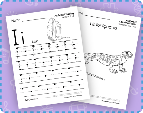 Letter I worksheets from ABCmouse.com. 