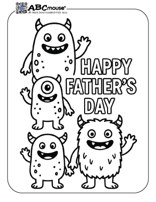 Happy Father's day dinosaurs. . Free printable coloring page from ABCmoues.com. 