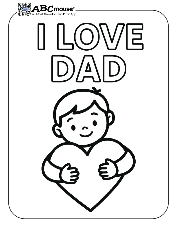 I love dad, Happy Father's Day free printable coloring page from ABCmoues.com. 