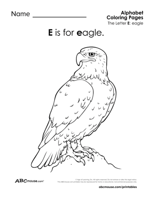 E is for Eagle Free Printable Coloring Page