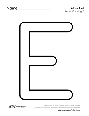 Uppercase Letter E Worksheet coloring page. 