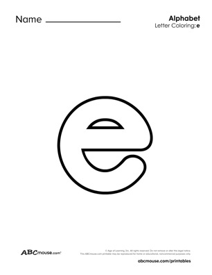 Lowercase Letter E Worksheet coloring page. 