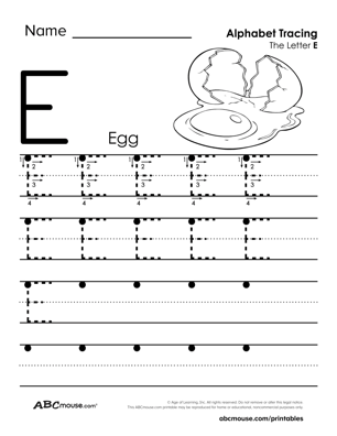 Uppercase Letter E Printable Tracing Worksheet