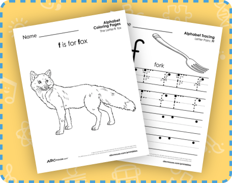 Free printable letter F worksheets from ABCmoues.com. 