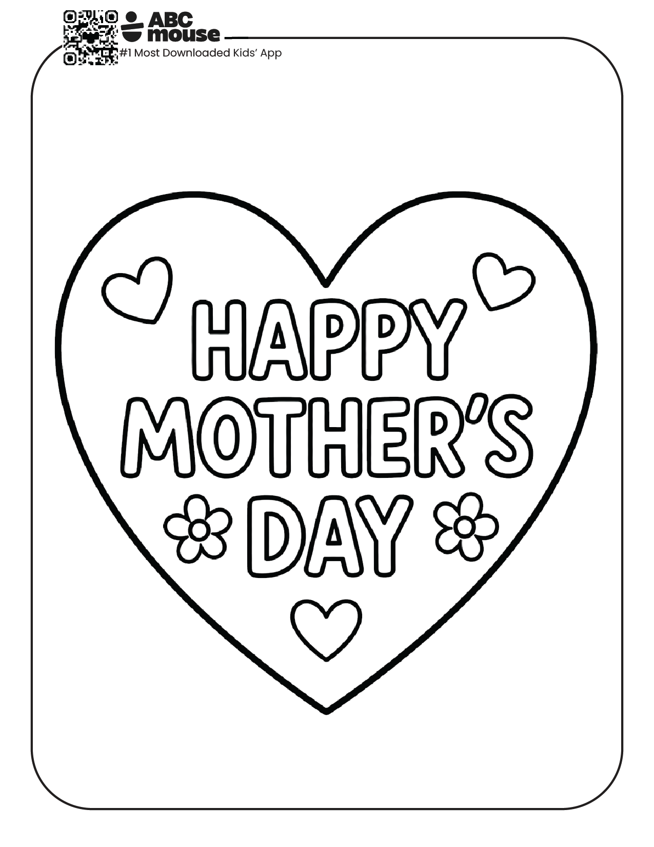 Happy Mother's day heart free printable coloring page from ABCmouse.com.