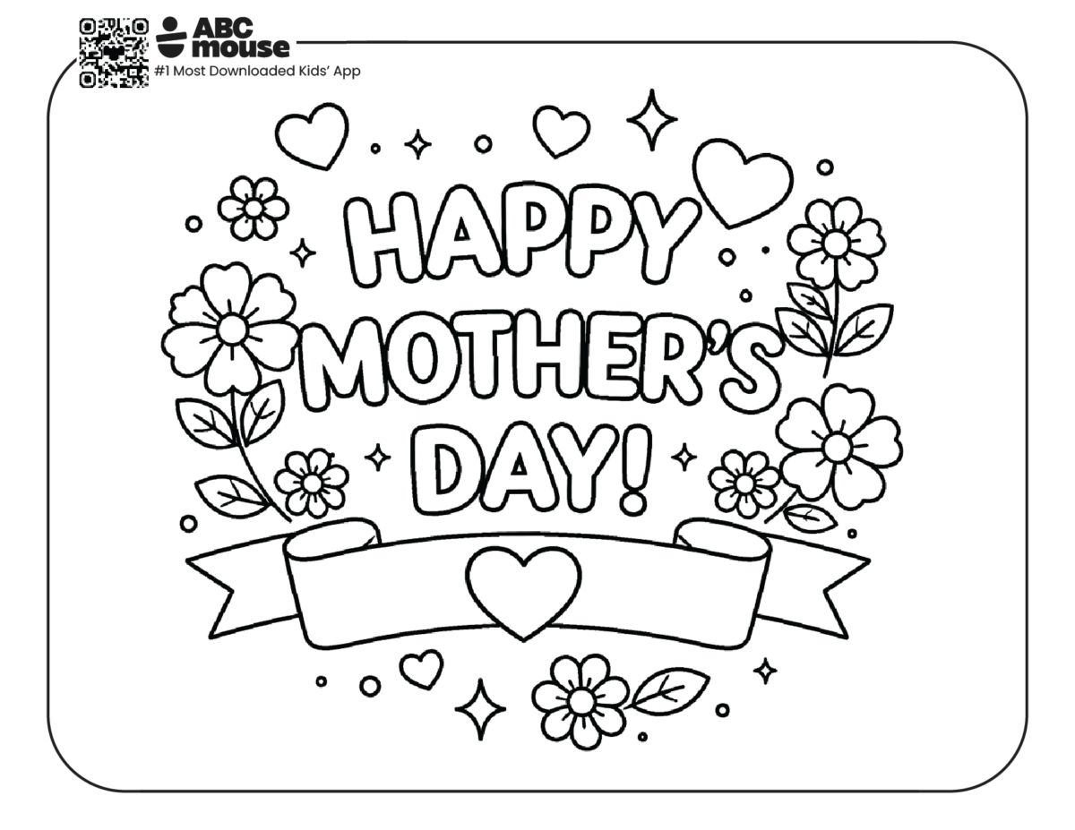 Happy mother's day banner free printable coloring page from ABCmouse.com.