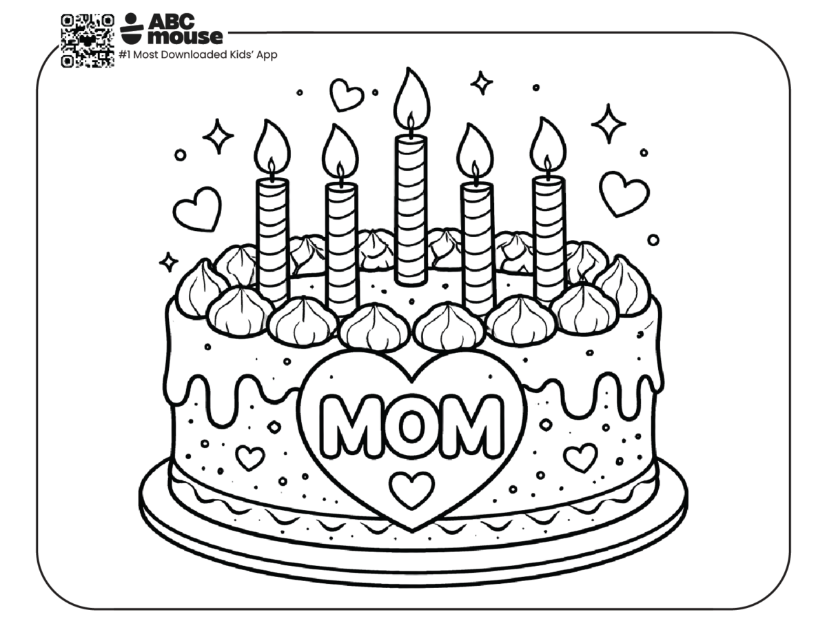 Mom cake free printable coloring page from ABCmouse.com.