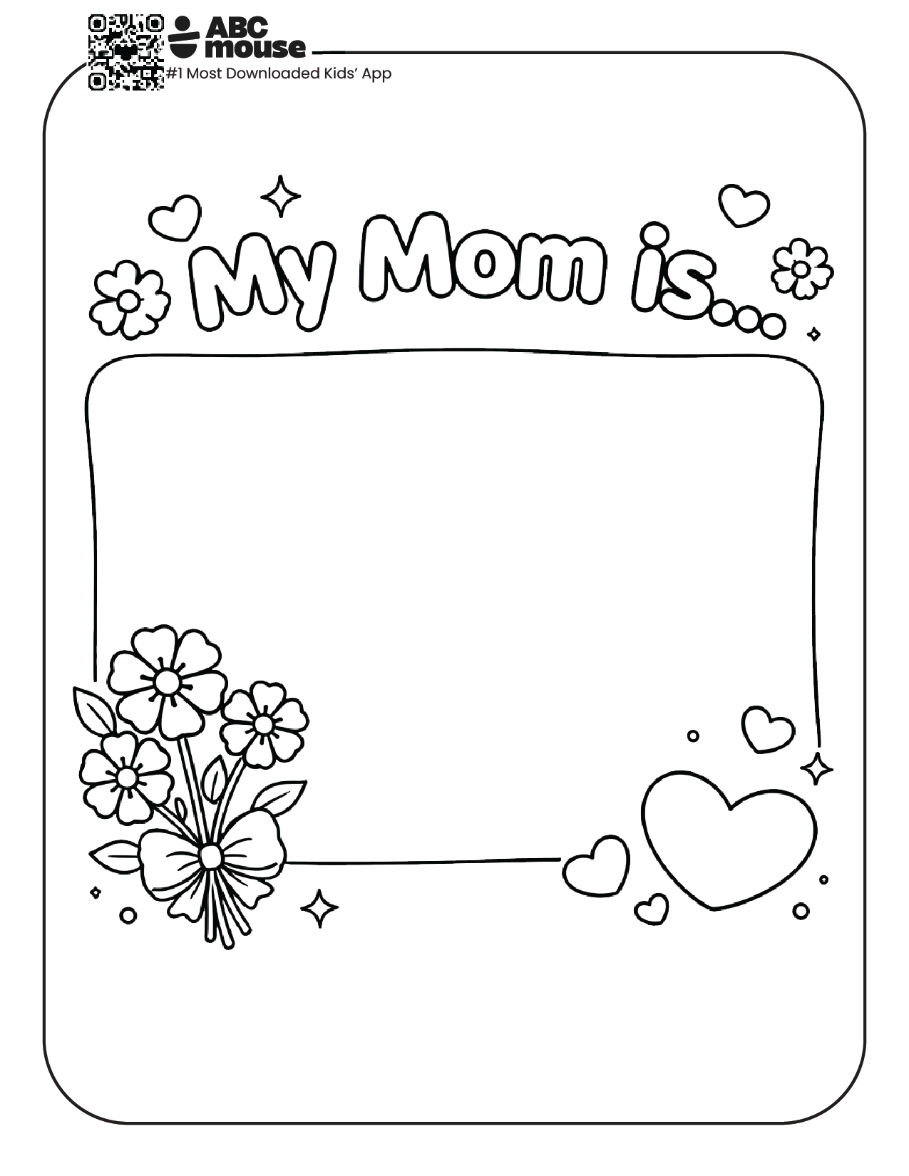 My mom is... frame free printable coloring page from ABCmouse.com.