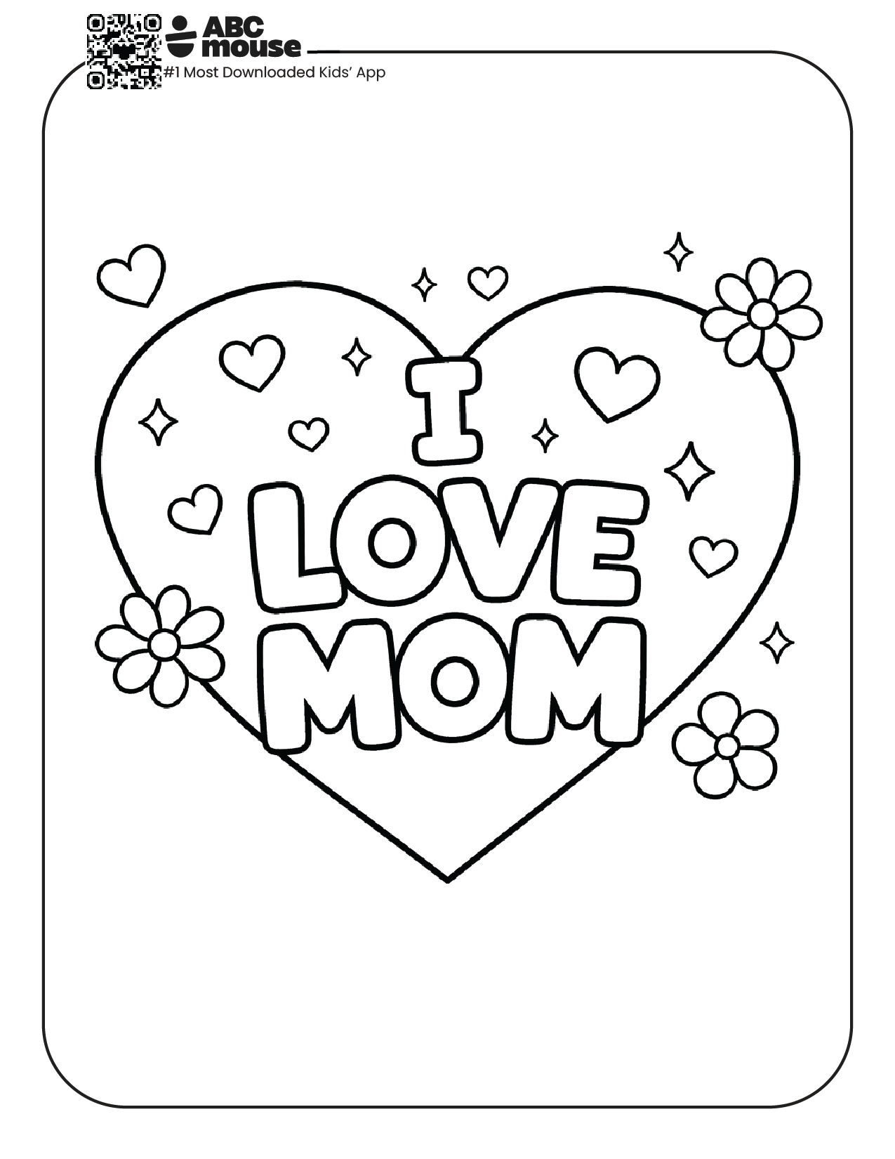 I love mom heart free printable coloring page from ABCmouse.com.