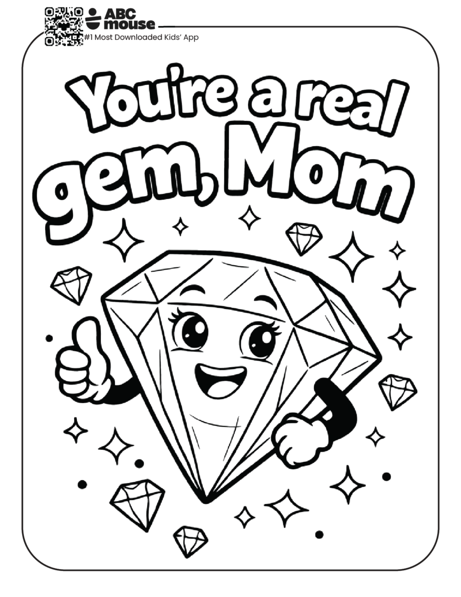You're a real gem mom free printable coloring page from ABCmouse.com.