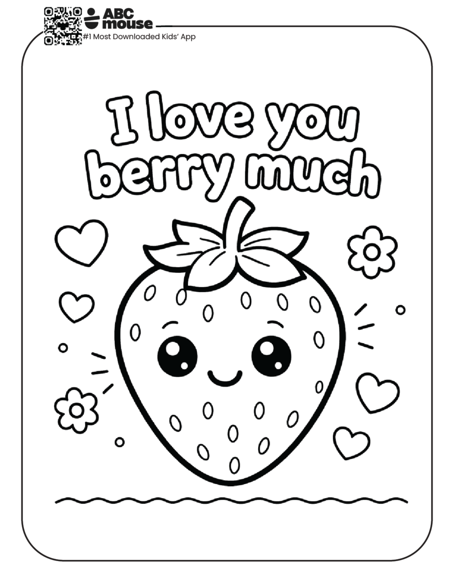 I love you berry much free printable coloring page from ABCmouse.com.
