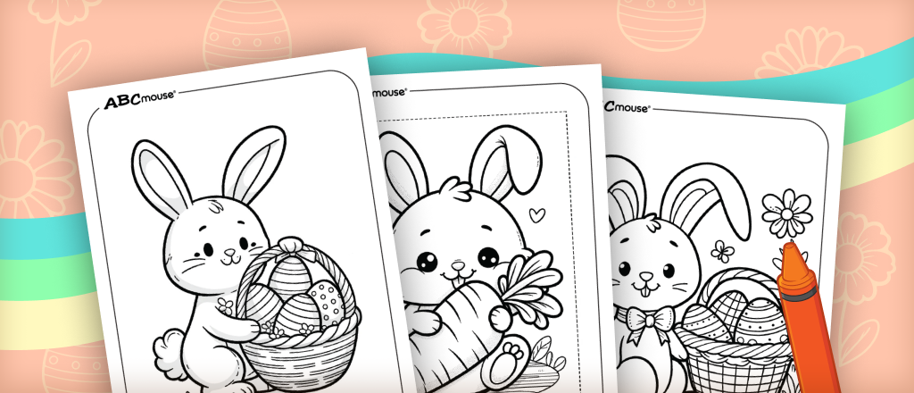 Free printable Easter Bunny coloring pages from ABCmouse.com.