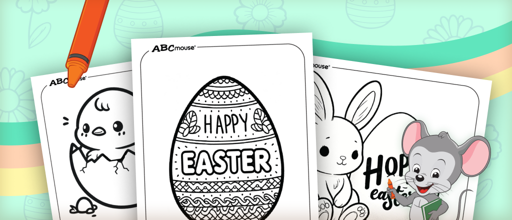 Free printable Happy Easter coloring pages from ABCmouse.com. 