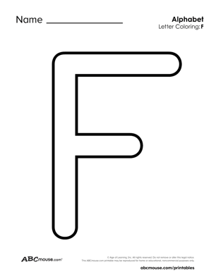 Free printable upper case letter F worksheet from ABCmoues.com. 
