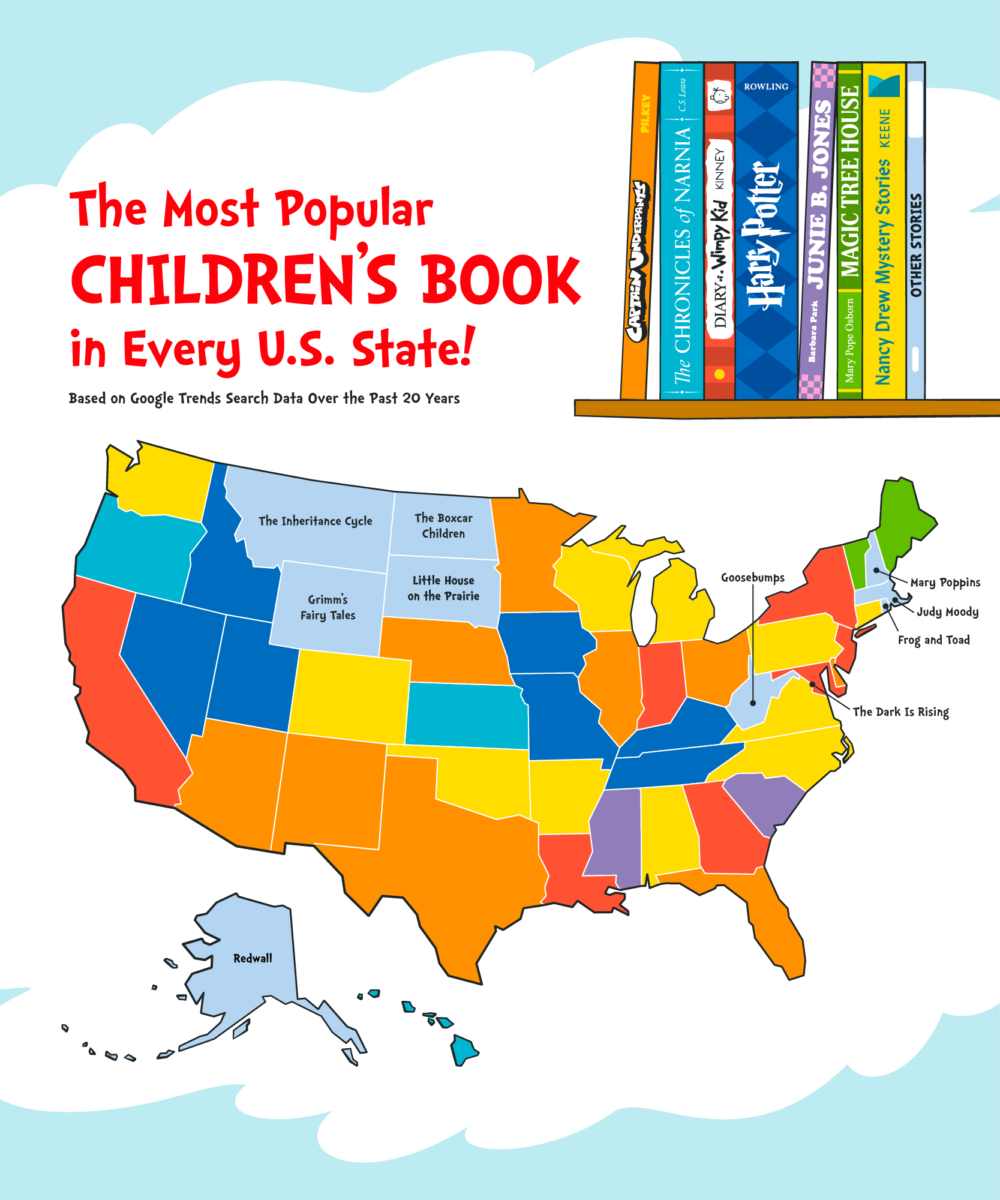 A U.S. map showing the most popular Dr. Seuss book in every state.

