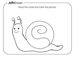 Free printable circle snail shape coloring pages from ABCmouse.com. 