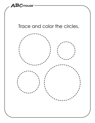 Free printable circle dotted outline coloring pages from ABCmouse.com. 