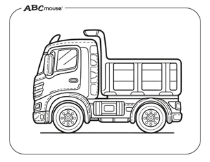 Free printable circle tires on dump truck shape coloring pages from ABCmouse.com. 