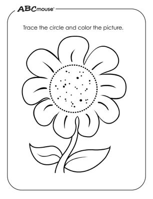 Free printable circle flower shape coloring pages from ABCmouse.com. 