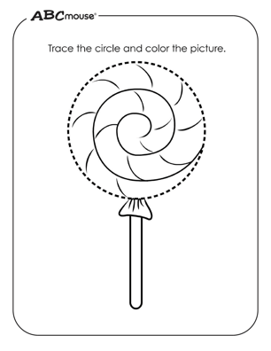 Free printable circle lollipop shape coloring pages from ABCmouse.com. 