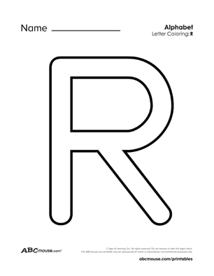 Free printable upper case letter R coloring worksheet from ABCmouse.com. 
