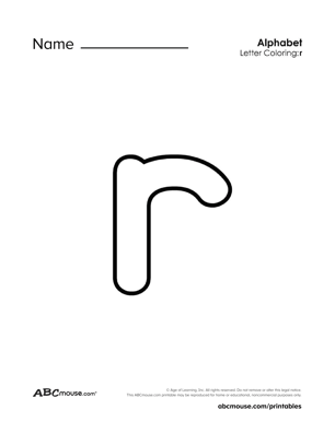 Free printable lower case letter R coloring worksheet from ABCmouse.com. 