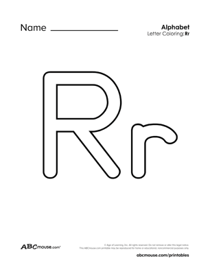 Free printable upper and lower case letter R coloring worksheet from ABCmouse.com. 