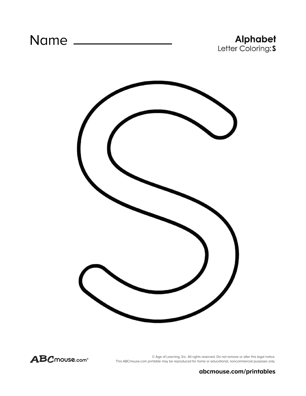 Free printable upper case letter S coloring page worksheet from ABCmouse.com.