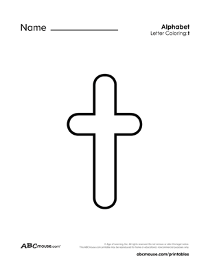 Free printable lower case letter T coloring worksheet from ABCmouse.com. 