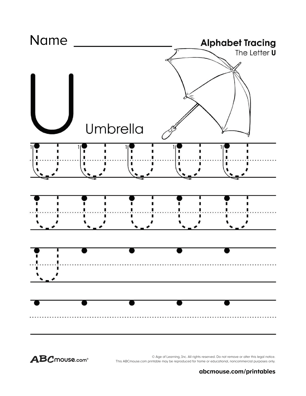 Free printable upper case letter U  worksheet from ABCmouse.com. 