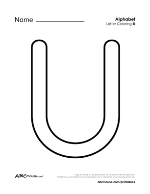 Free printable upper case letter U  coloring page worksheet from ABCmouse.com. 