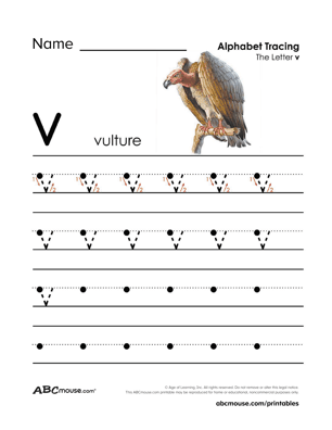 Free printable letter v worksheets from ABCmouse.com. 