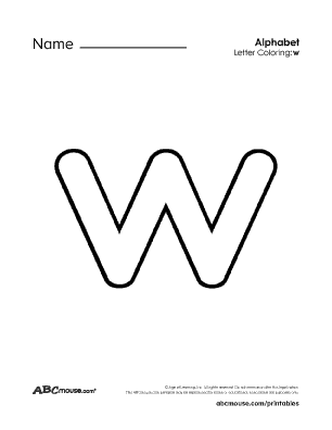 Free lowercase letter W printable coloring worksheet from ABCmouse.com. 