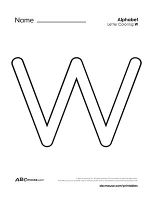 Free uppercase letter W printable coloring worksheet from ABCmouse.com. 