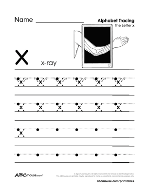 Free printable letter X worksheets for kids from ABCmouse.com. 