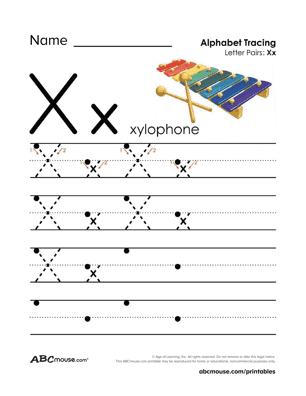 Free printable letter X worksheets for kids from ABCmouse.com. 